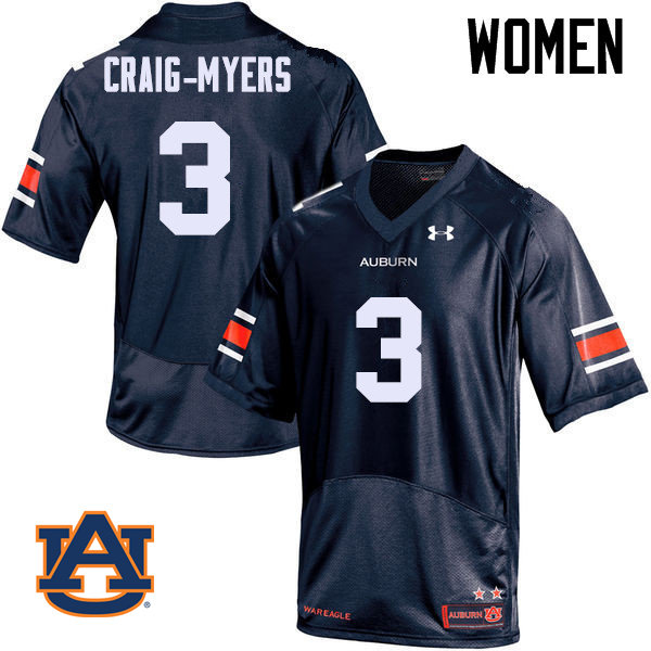 Women Auburn Tigers #3 Nate Craig-Myers College Football Jerseys Sale-Navy